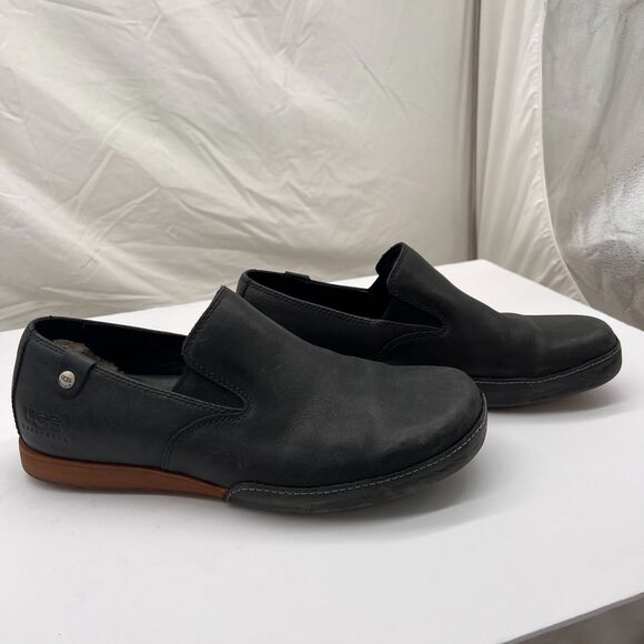 UGG Men\'s Leather Slip On Casual Loafers Shoes Black Size 10 main image 4